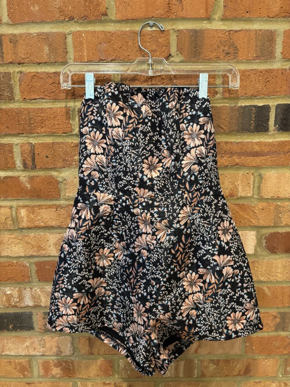 Polly Strapless Floral Brocade Romper - Size 2